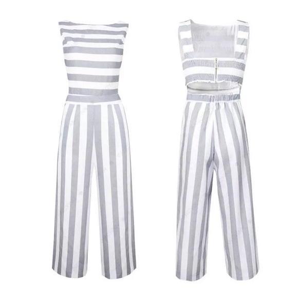 Lily Doe Striped Backless Cute Jumpsuit Romper - Picture 7 of 11